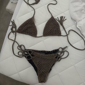 Acacia Swimwear Dark Brown Crochet Bikini